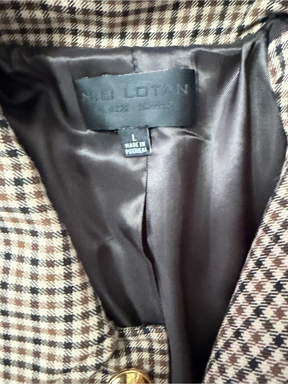 Nili Lotan Brown and Black Houndstooth Single-Breasted Trench Coat - Picture 5 of 7